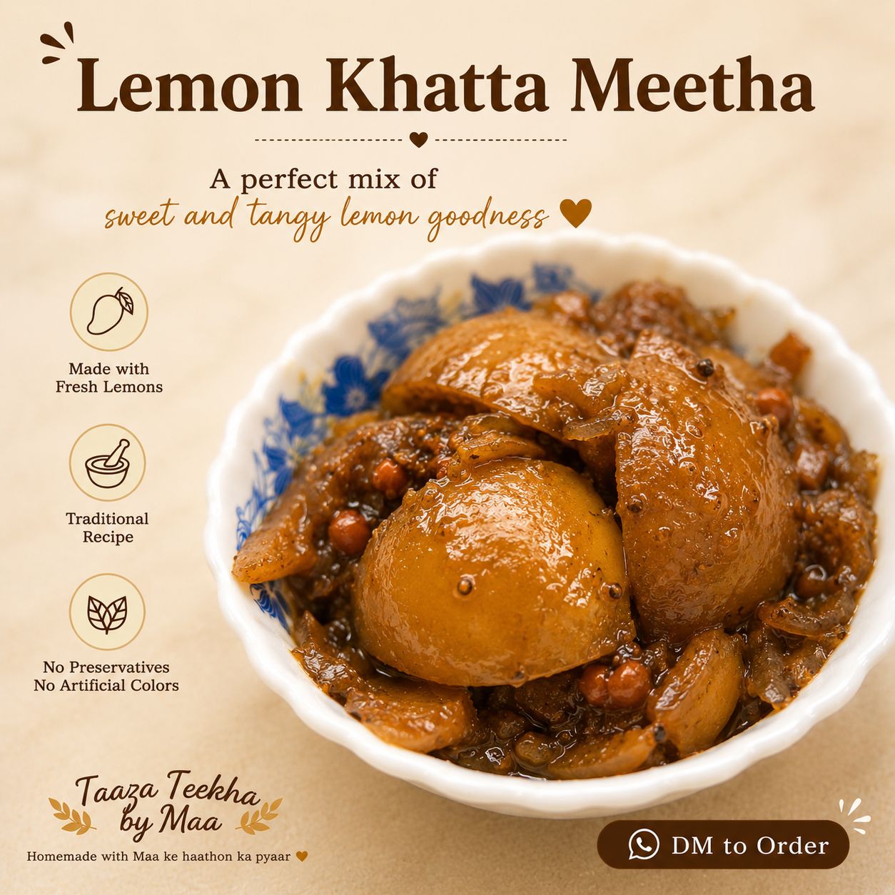 Lemon Khatta Meetha — homemade lemon khatta meetha in a jar